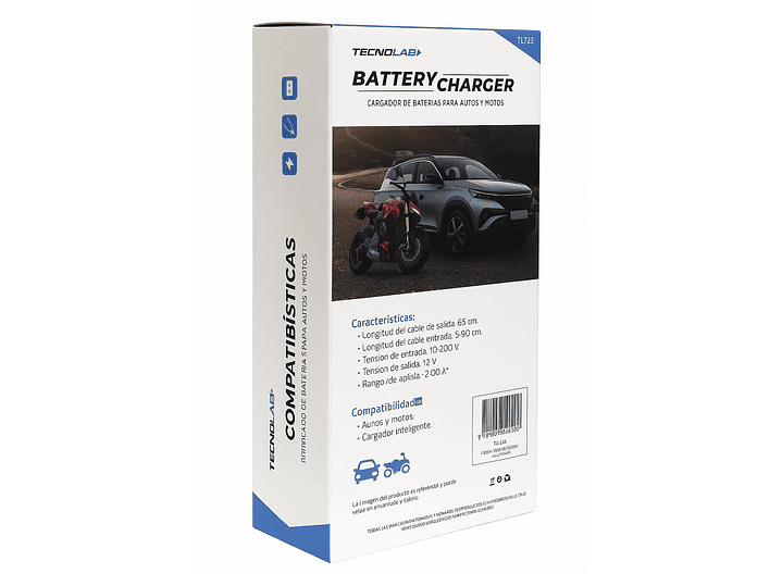 Cargador Baterías Tecnolab Autos y Motos 12v TL723 5