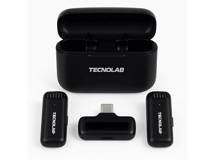 Kit 2 Micrófonos Lavalier Con Estuche Tipo C Tecnolab Tl536 1