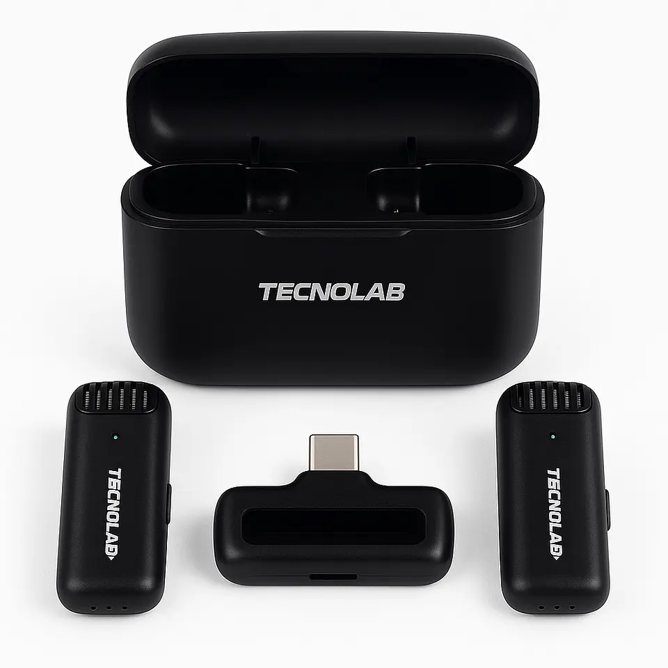 Kit 2 Micrófonos Lavalier Con Estuche Tipo C Tecnolab Tl536 1