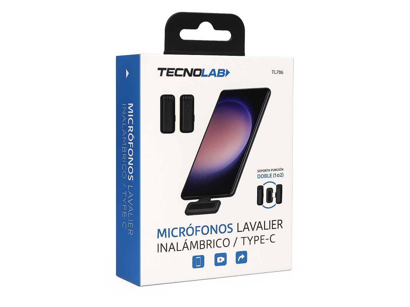 Kit 2 Micrófonos Lavalier Con Estuche Tipo C Tecnolab Tl536 5