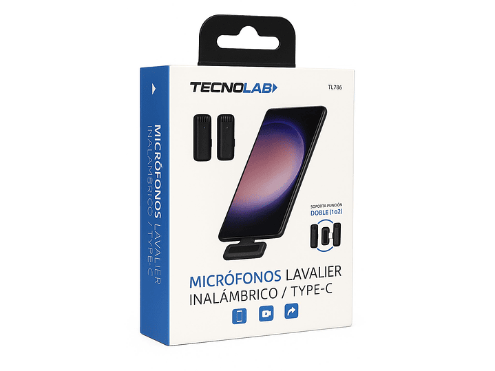 Kit 2 Micrófonos Lavalier Con Estuche Tipo C Tecnolab Tl536 5