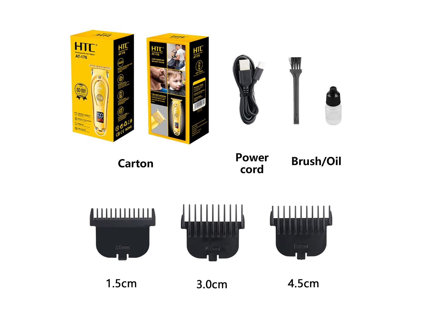 Cortadora De Pelo y Barba Inalámbrica HTC AT-176 Dorada 6