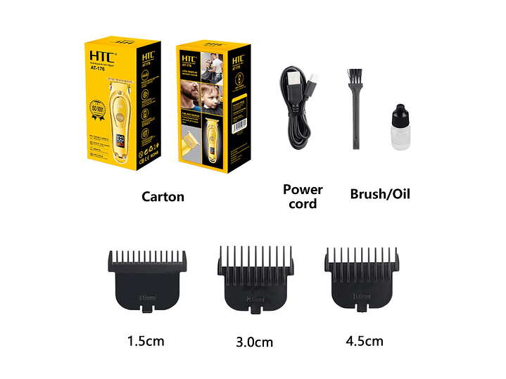 Cortadora De Pelo y Barba Inalámbrica HTC AT-176 Dorada 6