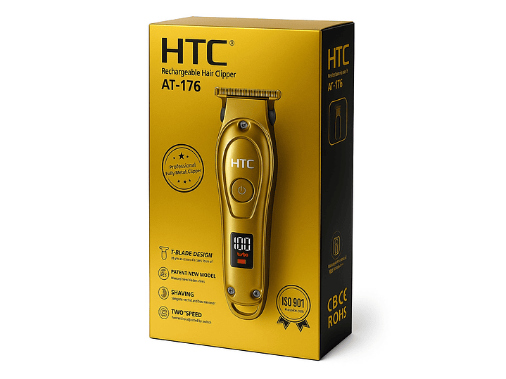 Cortadora De Pelo y Barba Inalámbrica HTC AT-176 Dorada 7
