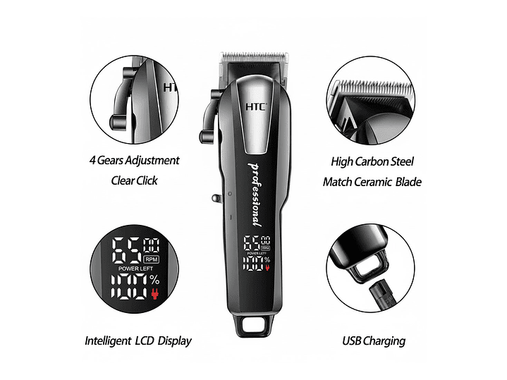 Cortadora De Pelo y Barba Inalámbrica HTC CT-8083 3