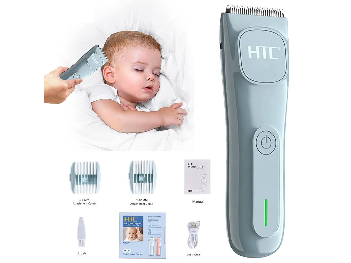 Cortadora De Pelo Niños y Bebes Inalámbrica HTC BL-066 3