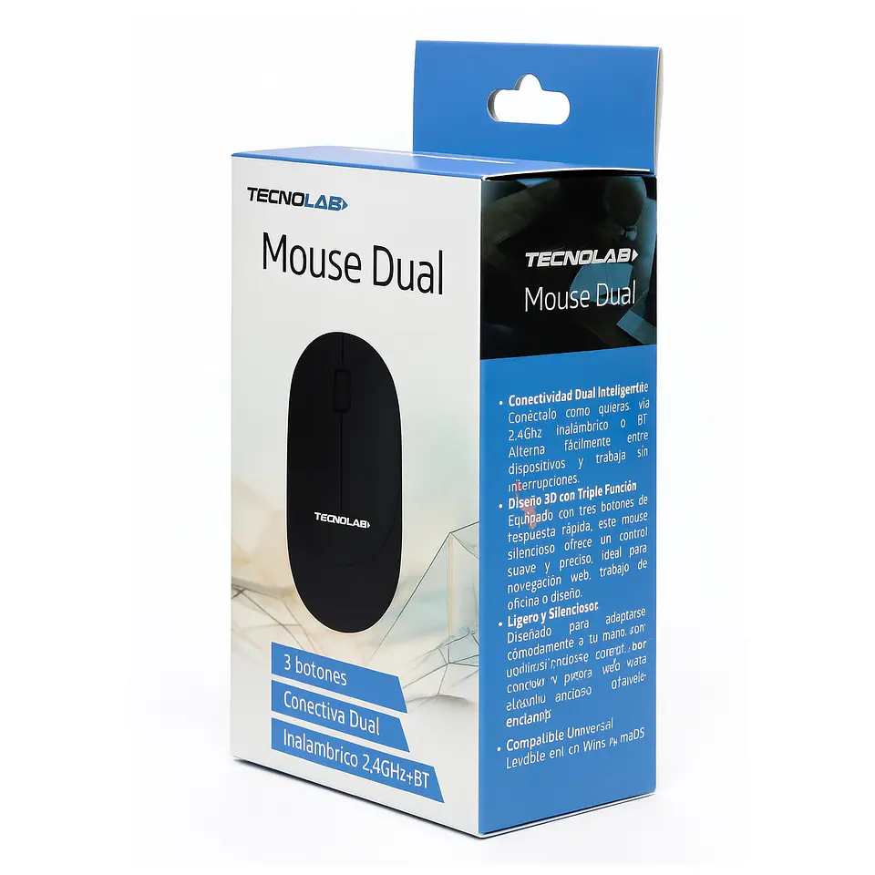 Mouse Inalámbrico Dual BT Tecnolab TL582BK 4