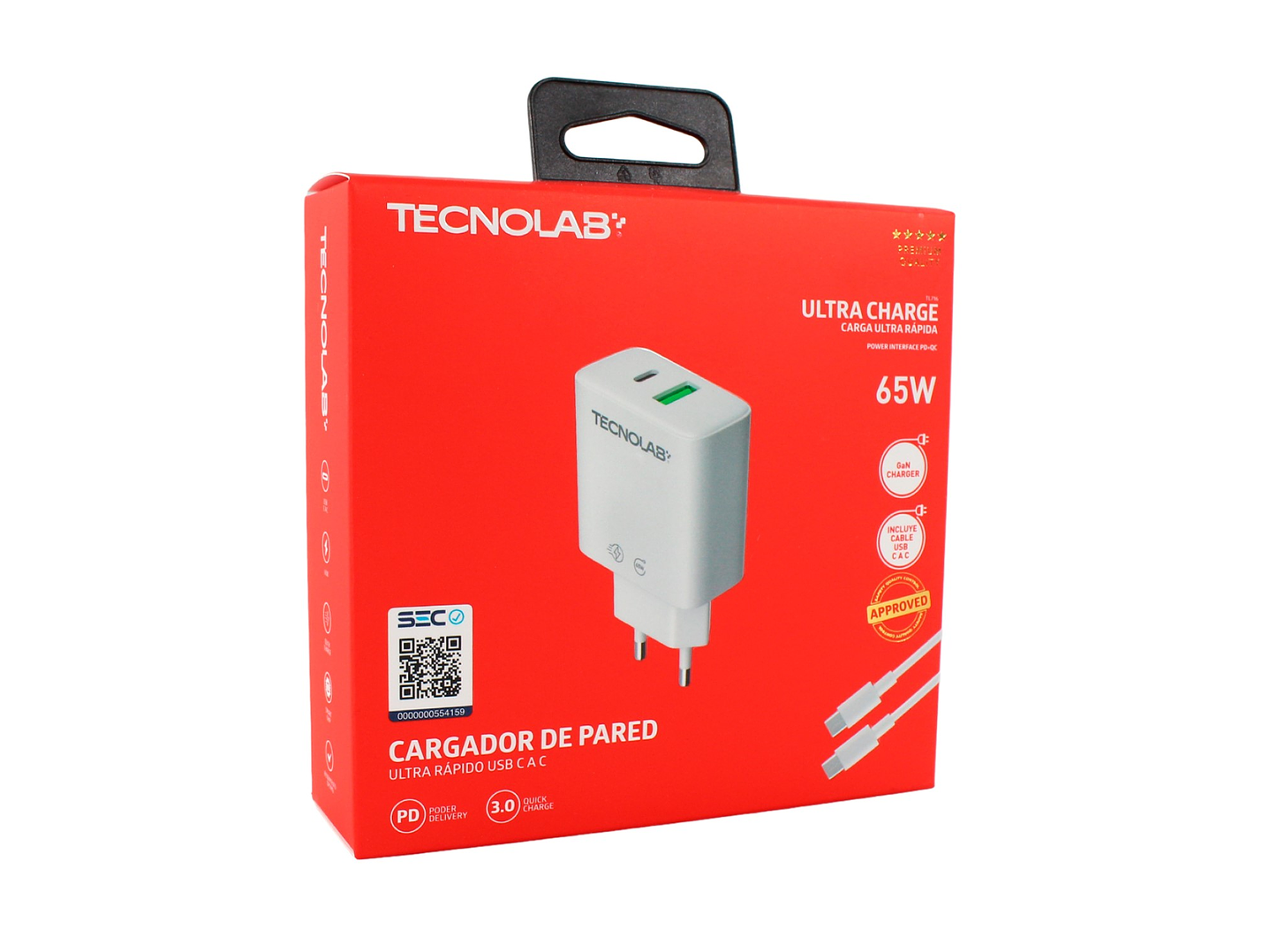 Cargador Ultra Rápido 65W QC 3.0 USB-C a C TL716 Tecnolab 5