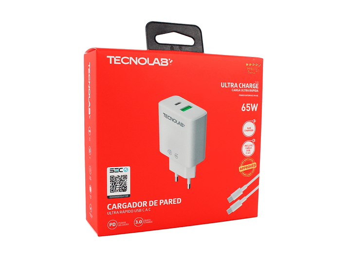 Cargador Ultra Rápido 65W QC 3.0 USB-C a C TL716 Tecnolab 5