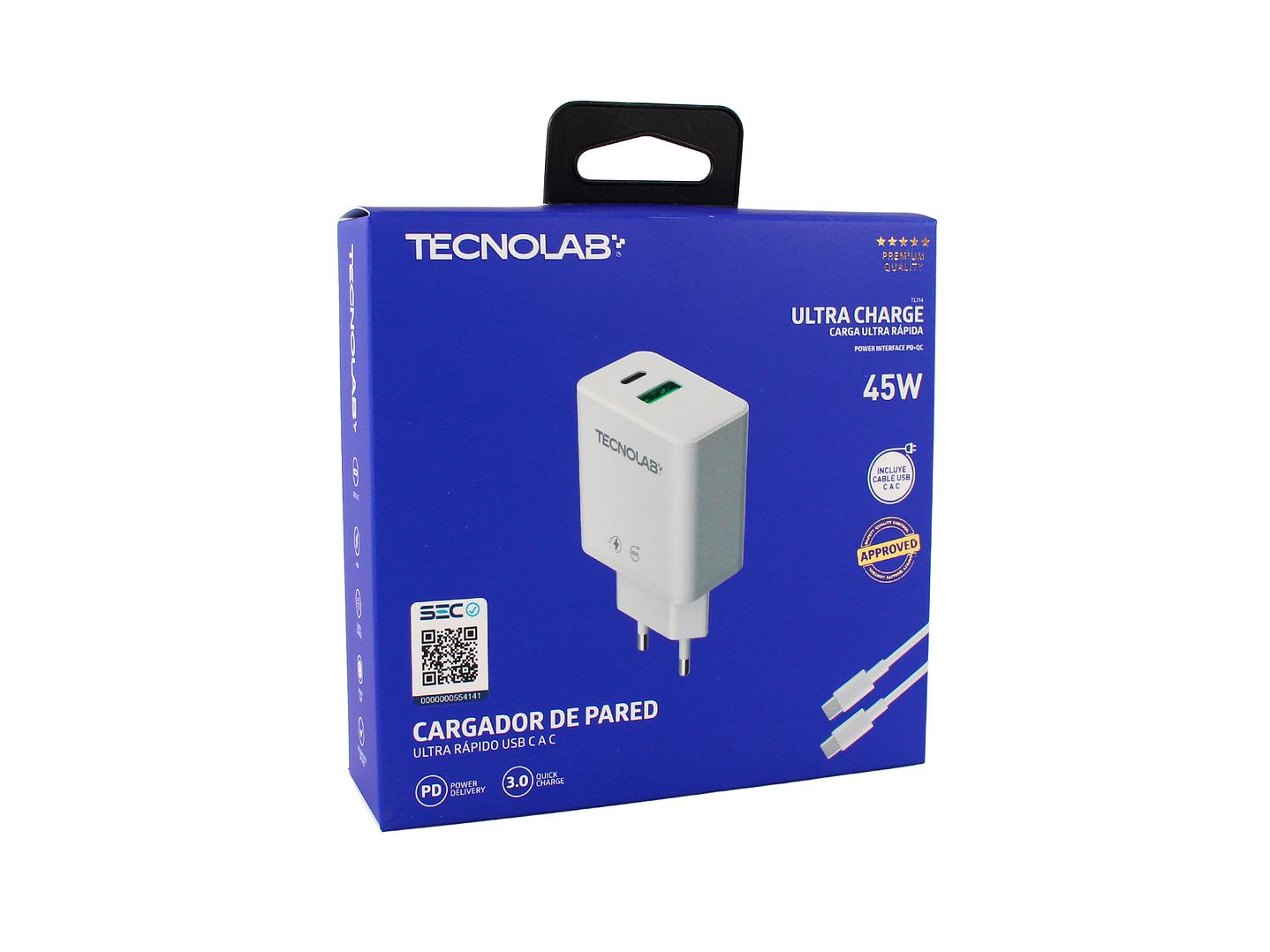 Cargador Ultra Rápido 45W QC 3.0 USB-C a C TL714 Tecnolab 4