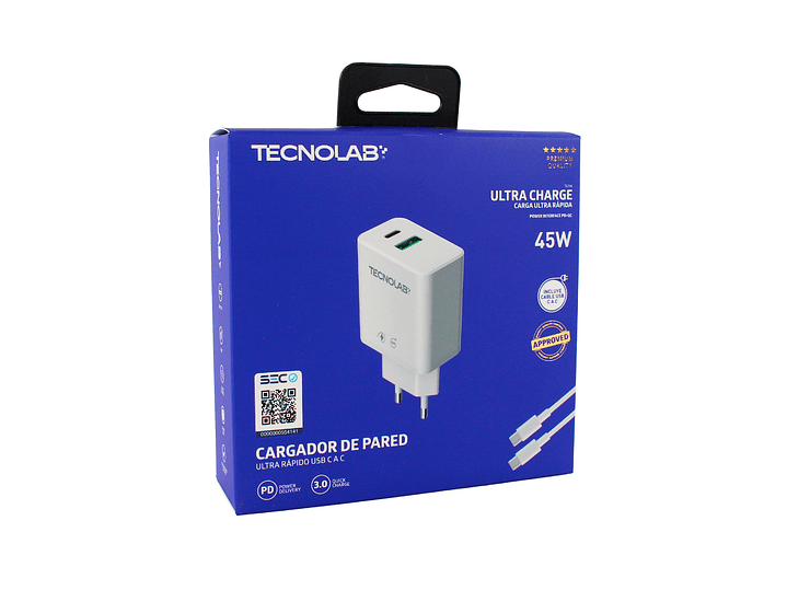 Cargador Ultra Rápido 45W QC 3.0 USB-C a C TL714 Tecnolab 4