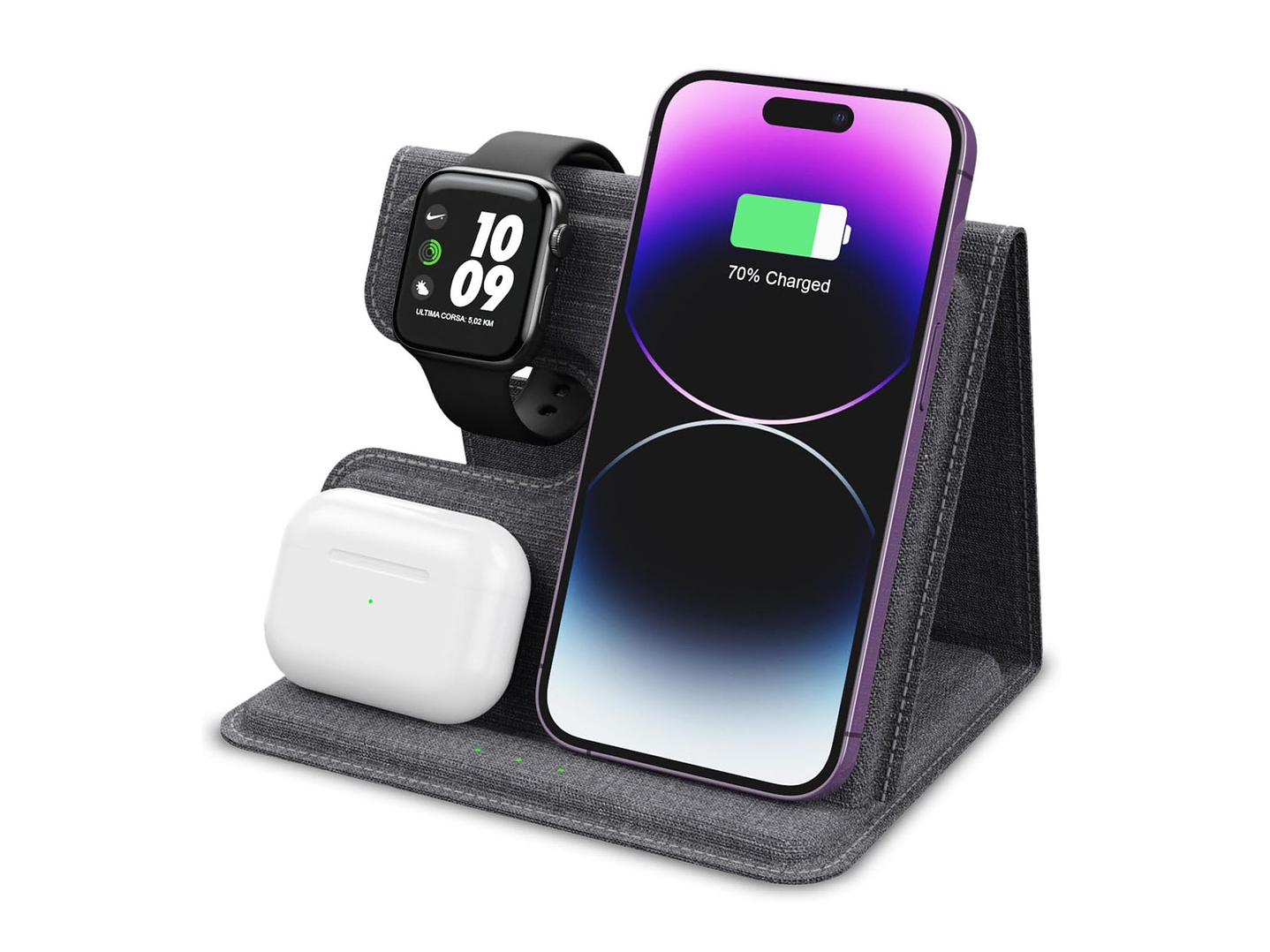 Cargador inalámbrico plegable 3 en 1 Qi 15W TL661 Tecnolab 1