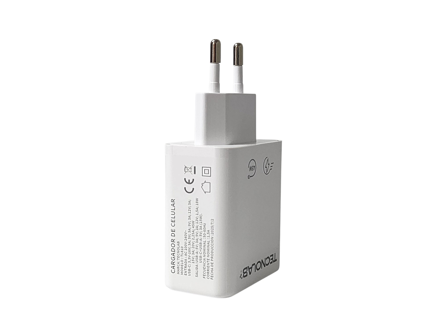 Cargador Ultra Rápido 45W QC 3.0 TL810 Doble Puerto Tecnolab 3
