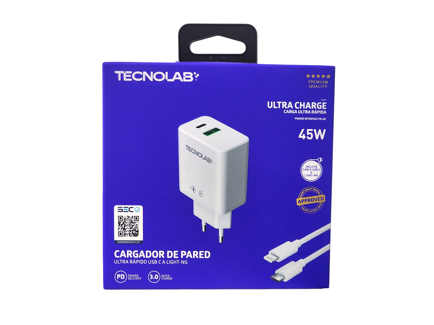 Cargador Ultra Rápido 45W USB-C a Ltng TL811 Tecnolab 5