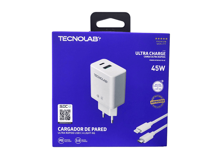 Cargador Ultra Rápido 45W USB-C a Ltng TL811 Tecnolab 5