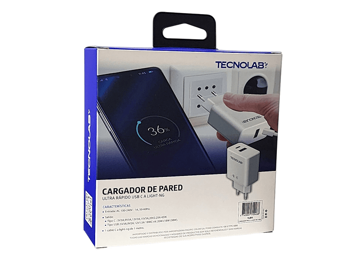 Cargador Ultra Rápido 45W USB-C a Ltng TL811 Tecnolab 6