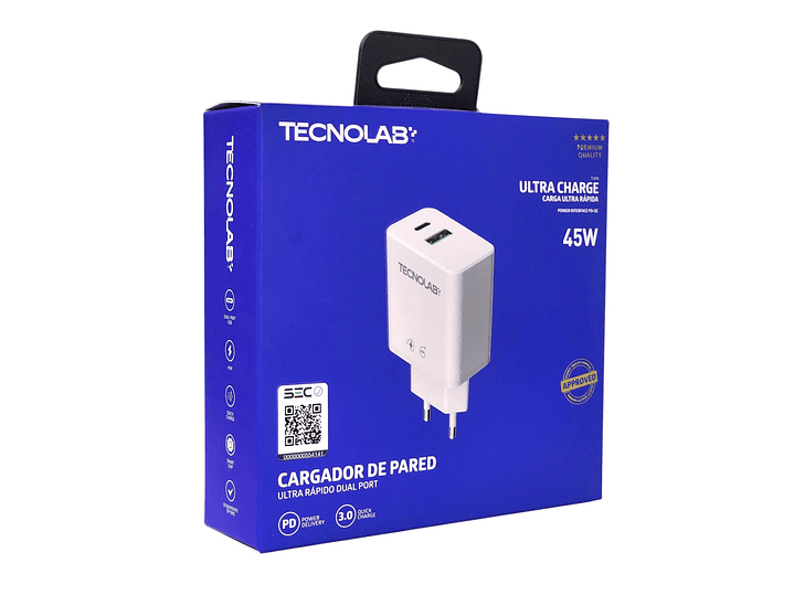 Cargador Ultra Rápido 45W QC 3.0 TL810 Doble Puerto Tecnolab 6