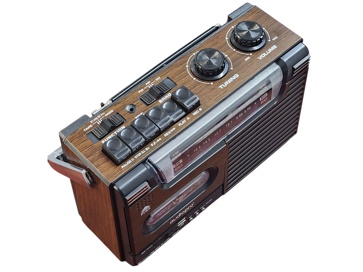 Radio Retro Portátil Cassette BT USB 20W AP02076 AudioPro 5