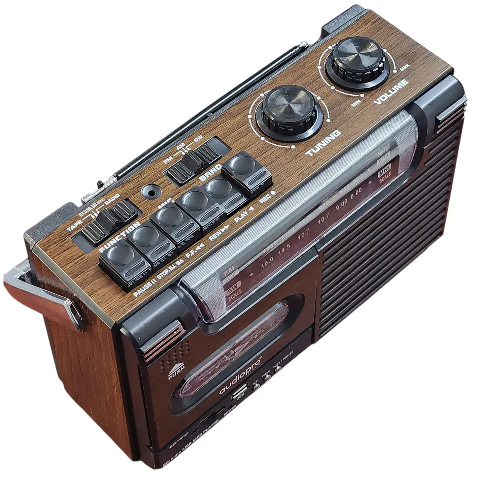 Radio Retro Portátil Cassette BT USB 20W AP02076 AudioPro 5