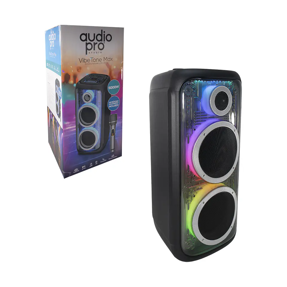 Parlante karaoke Vibe Tone Max AP02114 Led BT + Mic Audiopro 5000w 6