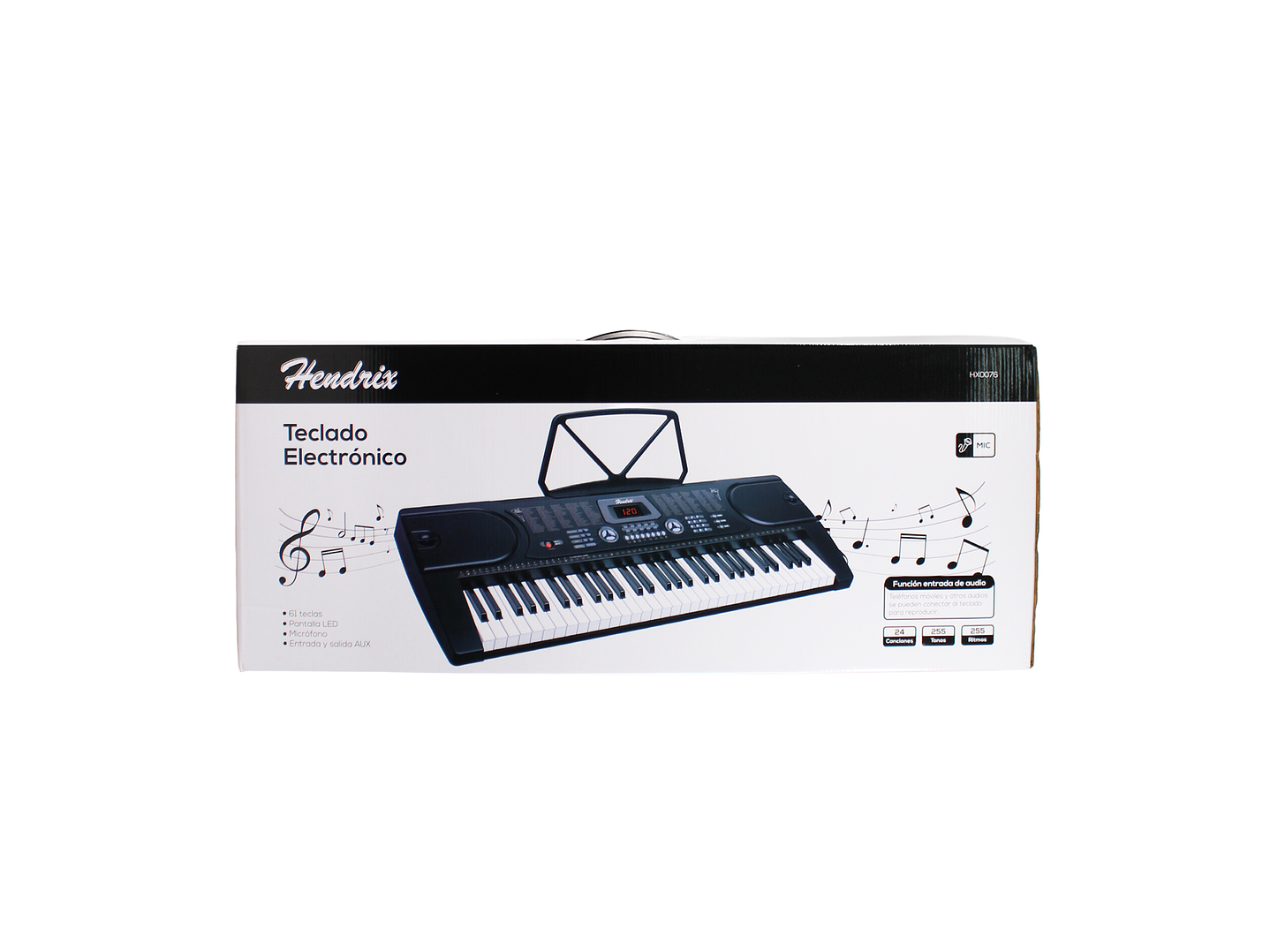 Teclado Elect Musical 61 teclas HX0076 + Micrófono Hendrix 4