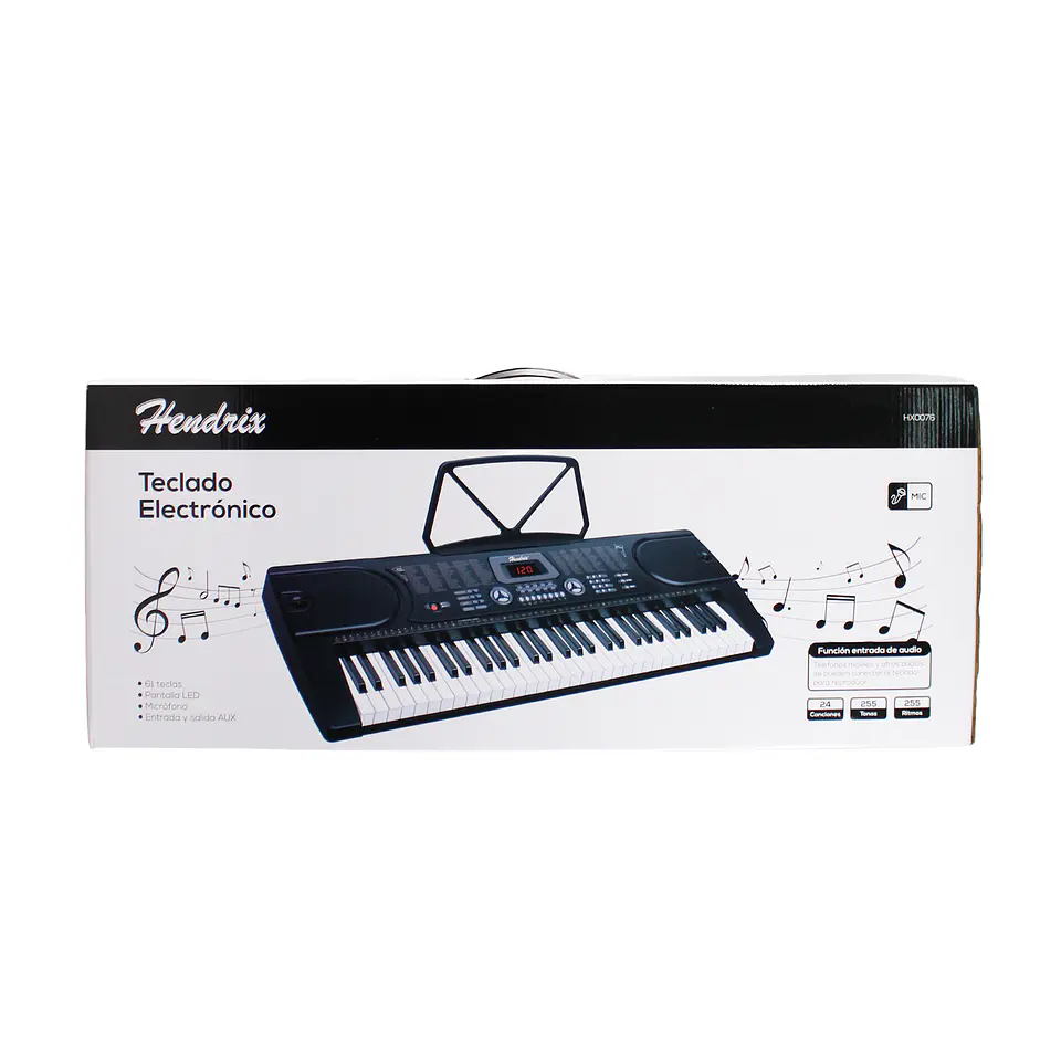 Teclado Elect Musical 61 teclas HX0076 + Micrófono Hendrix 4