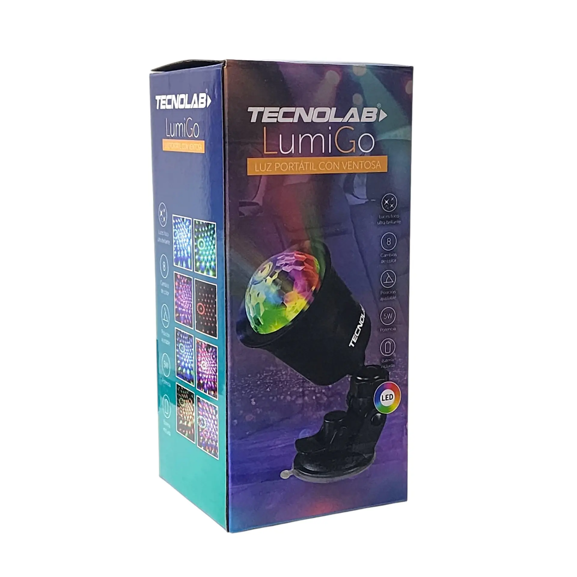 Luz Led Portátil RGB Ventosa 8 Cambios de Luz TL774 Tecnolab 5