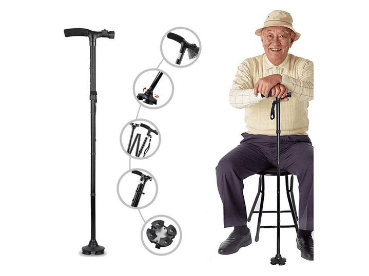 Bastón Ortopédico Plegable 4 Puntos con luz LED DM0023 Doma 7