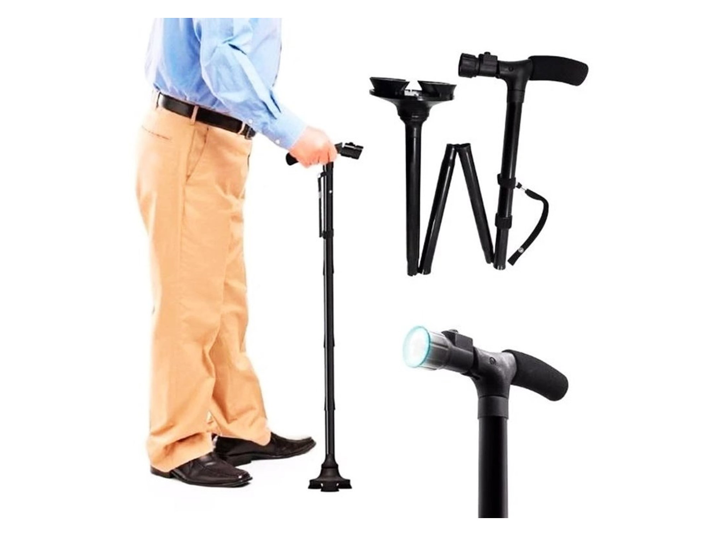Bastón Ortopédico Plegable 4 Puntos con luz LED DM0023 Doma 9