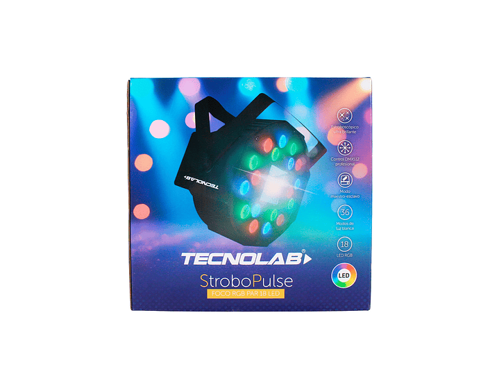 Foco Par Rgb 18 Led Estrobo Pulse Y Dmx512 TL772 Tecnolab 7