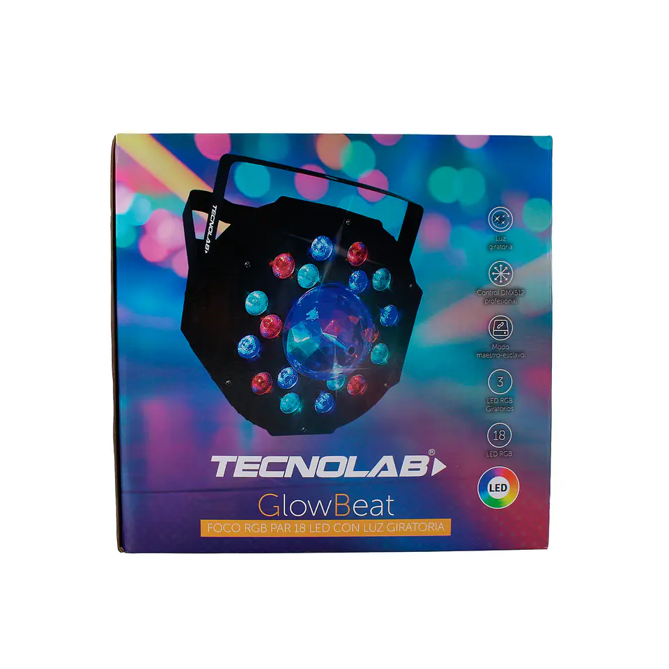 Foco LED RGB PAR 18 GlowBeat DMX512 TL773 Tecnolab 7