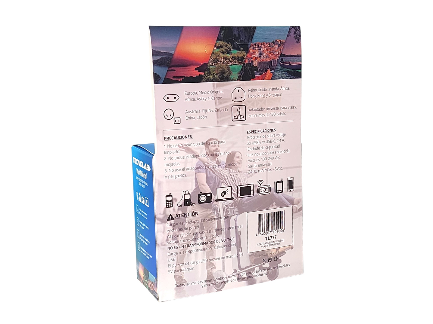 Adaptador Enchufe Universal Viaje VoltWorld TL777 Tecnolab 5