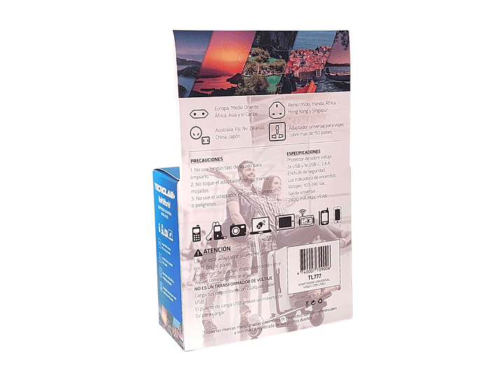 Adaptador Enchufe Universal Viaje VoltWorld TL777 Tecnolab 5