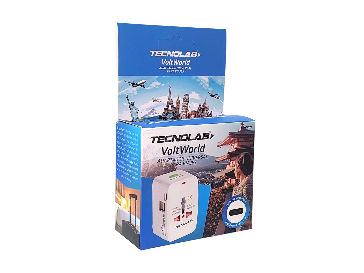 Adaptador Enchufe Universal Viaje VoltWorld TL777 Tecnolab 7