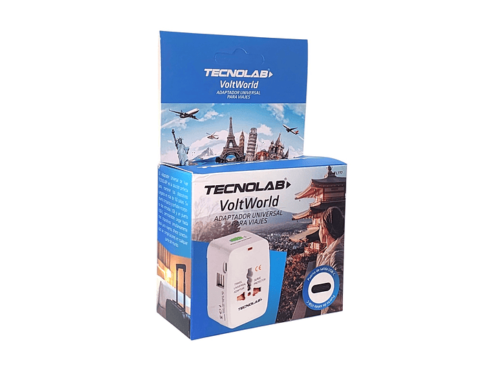 Adaptador Enchufe Universal Viaje VoltWorld TL777 Tecnolab 7