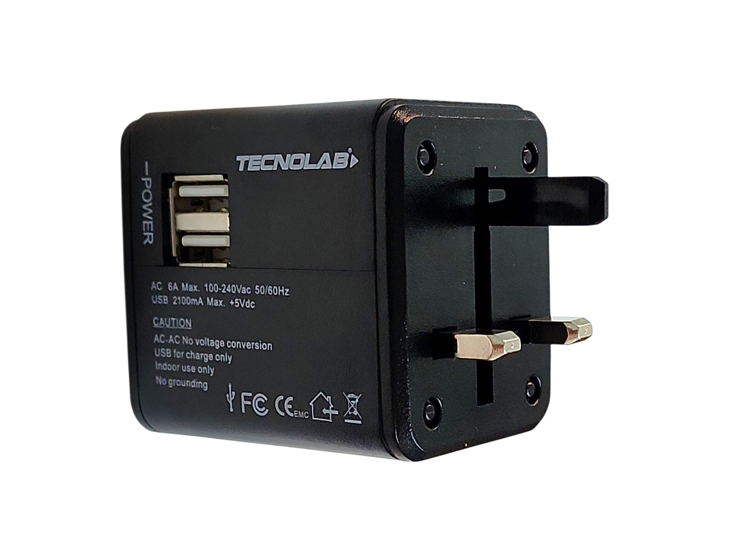 Adaptador Universal De Viaje 2 Usb ProAdaptor TL354 Tecnolab 1