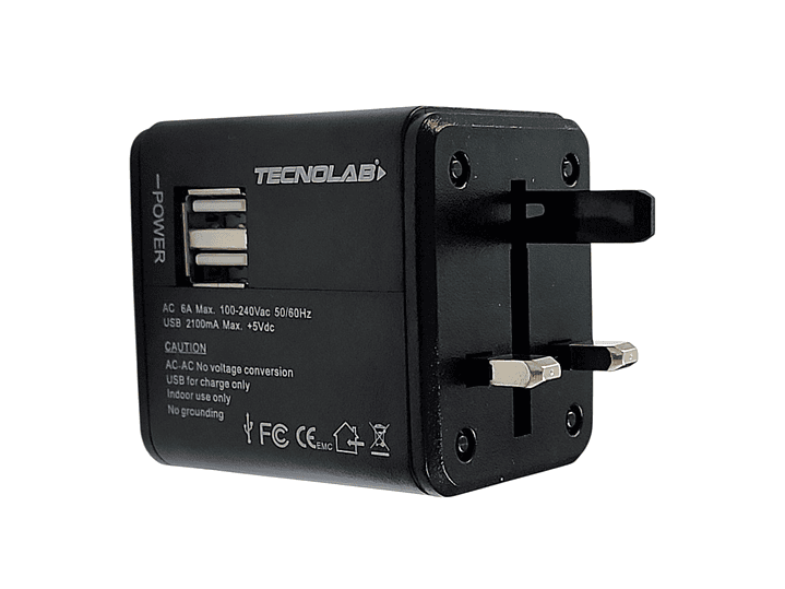 Adaptador Universal De Viaje 2 Usb ProAdaptor TL354 Tecnolab 1