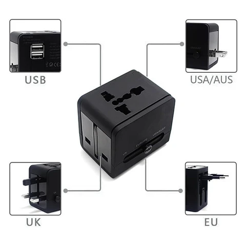 Adaptador Universal De Viaje 2 Usb ProAdaptor TL354 Tecnolab