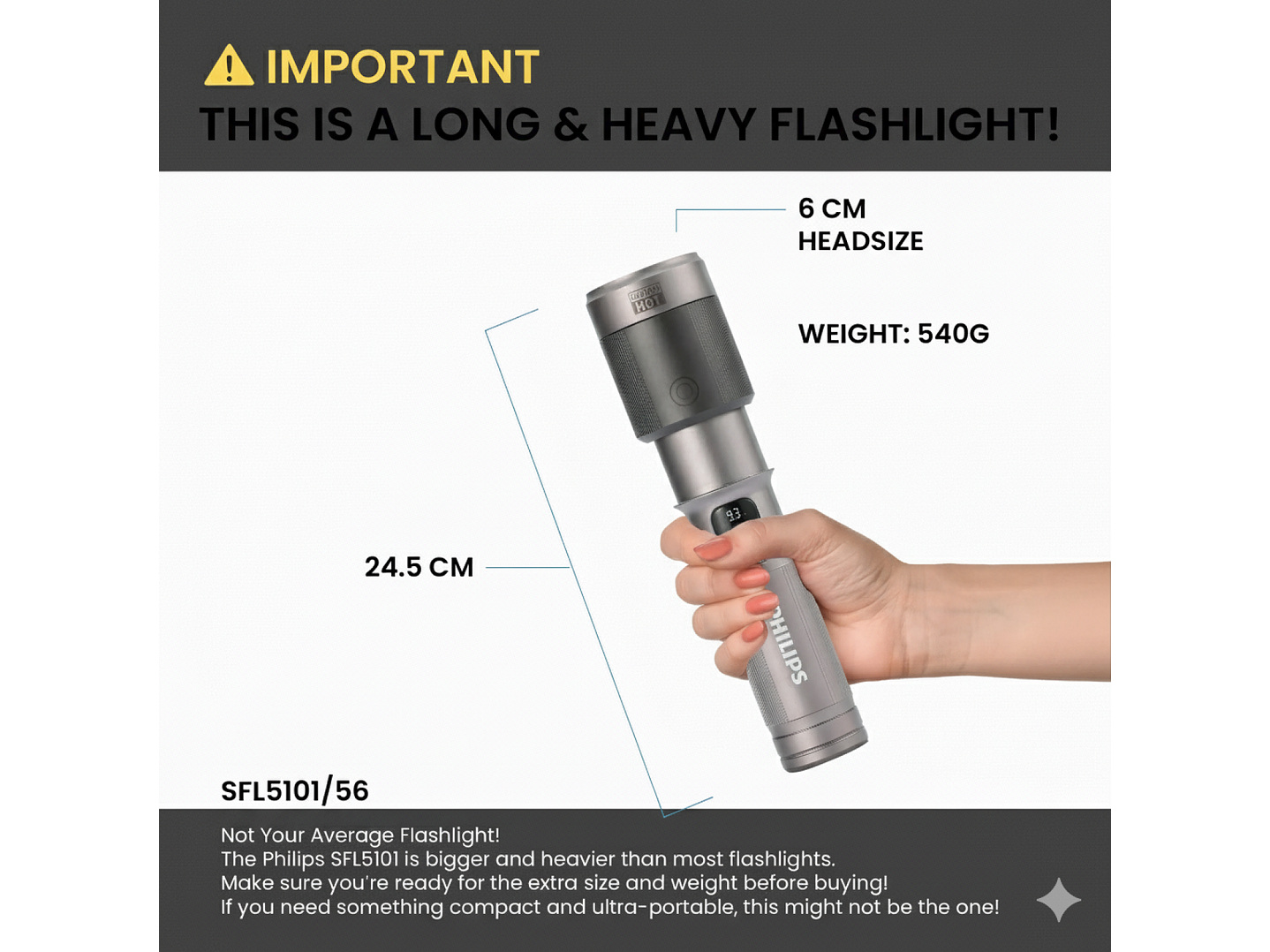 Linterna LED Recargable 2300lm 60W SFL5101 Philips 6