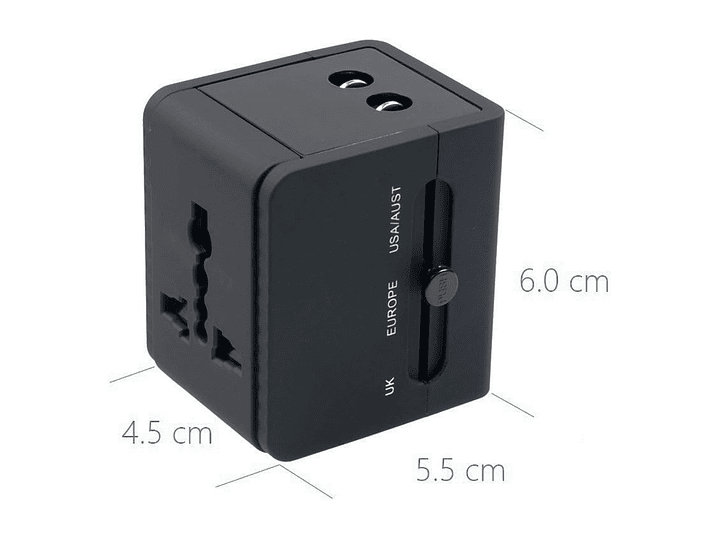 Adaptador Universal De Viaje 2 Usb ProAdaptor TL354 Tecnolab 5