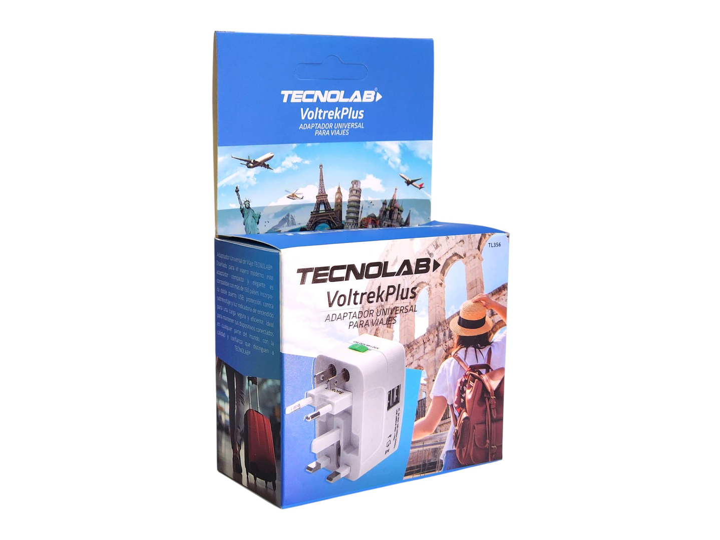 Adaptador Universal De Viaje Voltrek Plus Tl356 Tecnolab 3