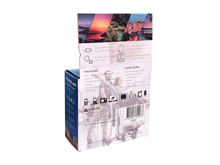 Adaptador Universal De Viaje Zentrel Travel Tl357 Tecnolab 5