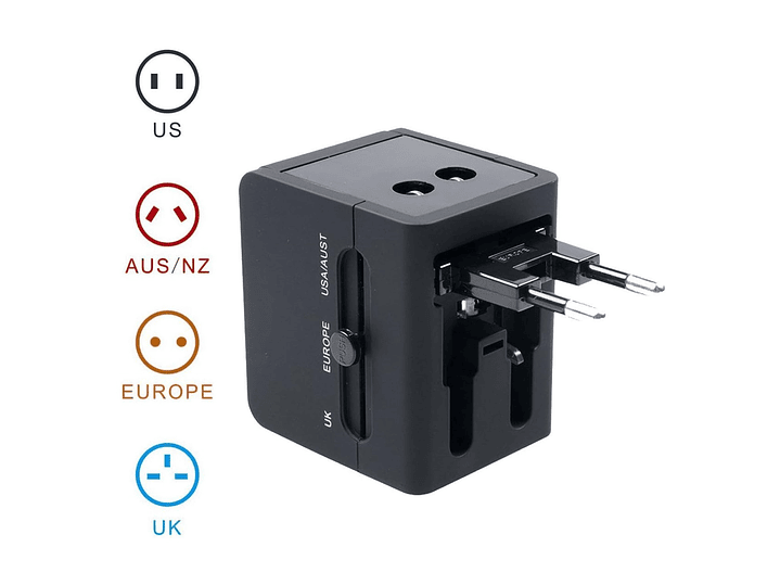 Adaptador Universal De Viaje 2 Usb ProAdaptor TL354 Tecnolab 7