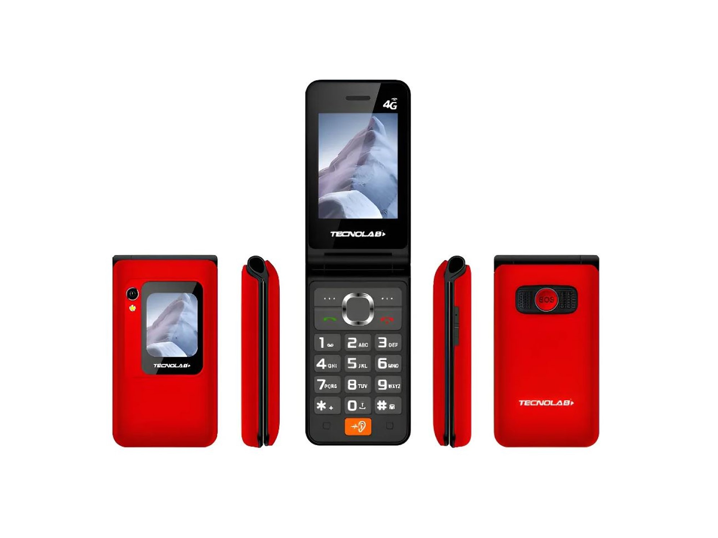Celular Senior 4G Doble Pantalla BT TL705R Tecnolab Rojo 2