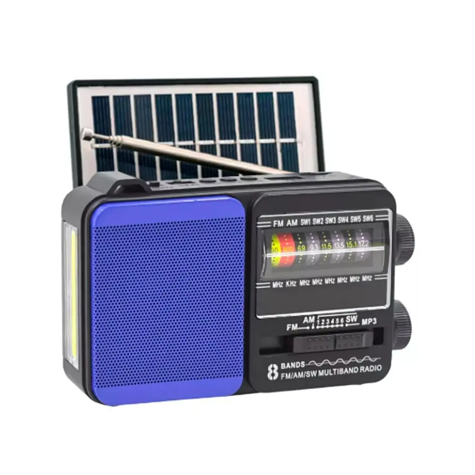 Radio Portátil Solar AM FM SW LED 15W TL653BL Tecnolab Azul 1