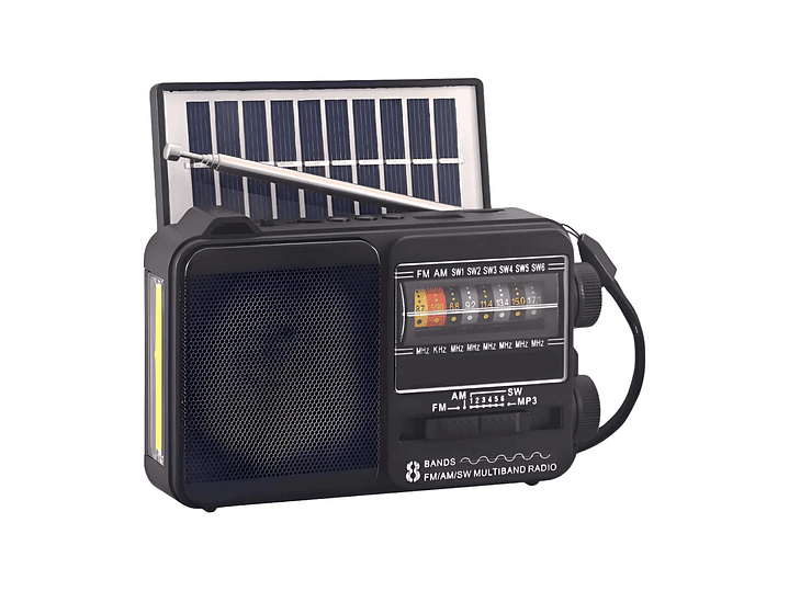 Radio Portátil Solar AM FM SW LED 15W TL653BK Tecnolab Negro 1