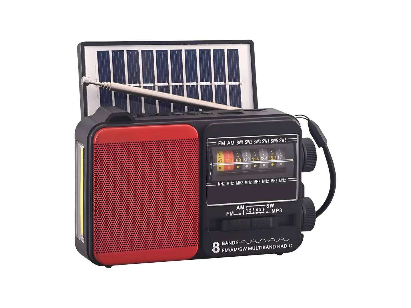 Radio Portátil Solar AM FM SW LED 15W TL653R Tecnolab Rojo 1