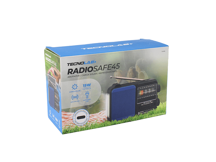 Radio Portátil Solar AM FM SW LED 15W TL653BL Tecnolab Azul 5