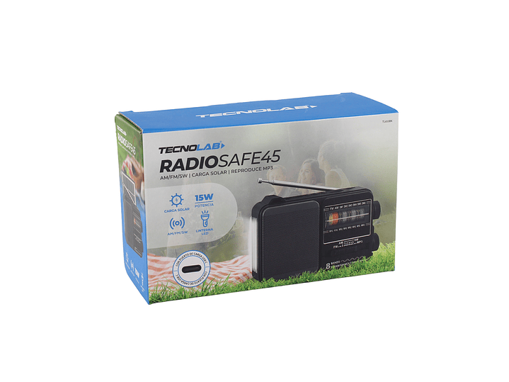 Radio Portátil Solar AM FM SW LED 15W TL653BK Tecnolab Negro 6