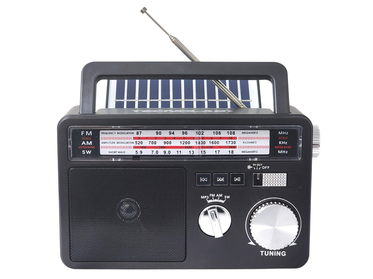 Radio Portátil Solar BT USB LED PowerSun TL637 Tecnolab 1